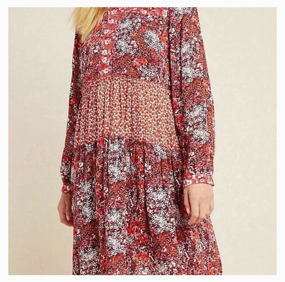 Anthropologie Maeve Esther Tiered Tunic in Red - Size Small